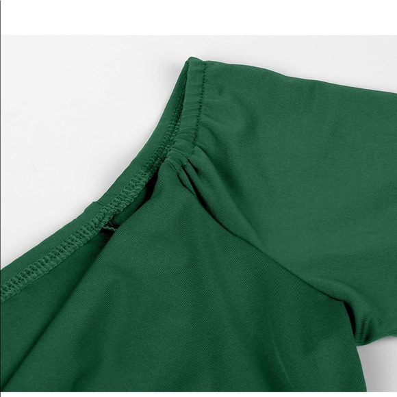 Green off shoulder maternity dress - Picture 2 of 10